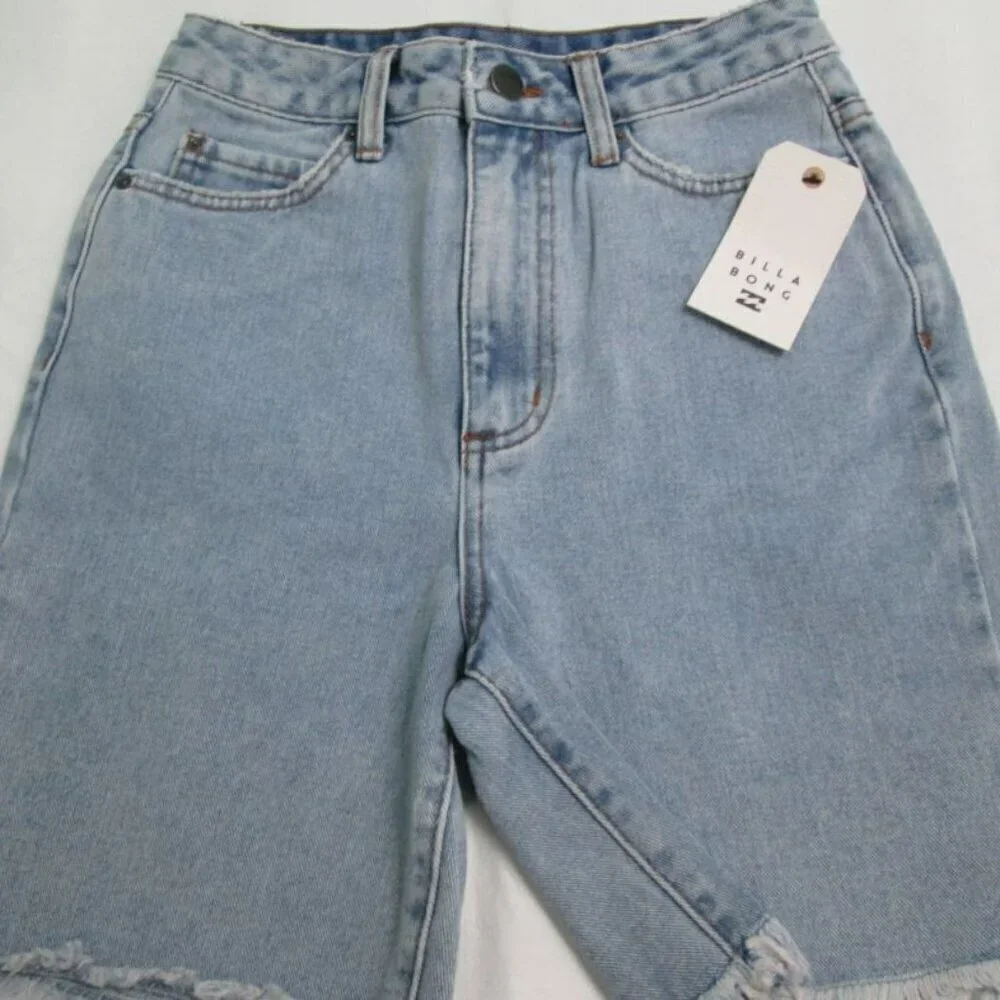 Billabong Long Time Mid-Rise Cotton Denim Shorts-Denim-24-NWT